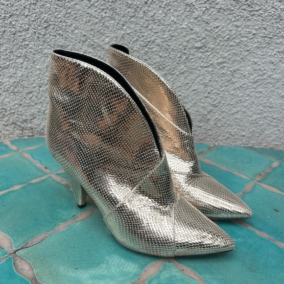Isabel Marant Archenn Heeled Booties Snakeskin metallic Gold Size 36 6 - Picture 7 of 13